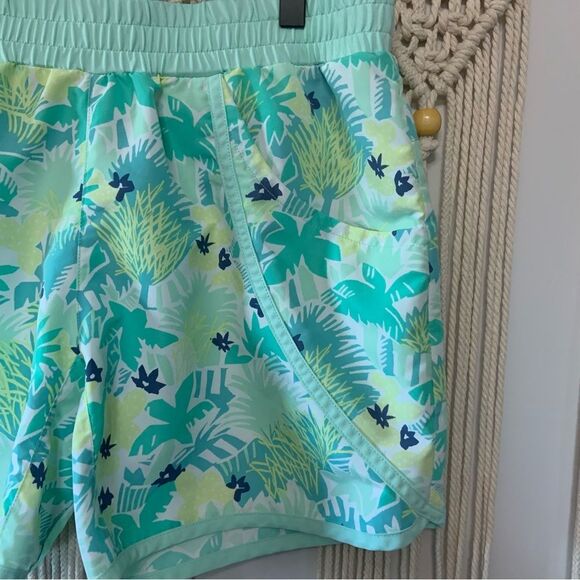 COLUMBIA PFG Girls’ Slack Tide Hybrid Water Shorts Tropical Print Blue Green XL - Picture 2 of 12